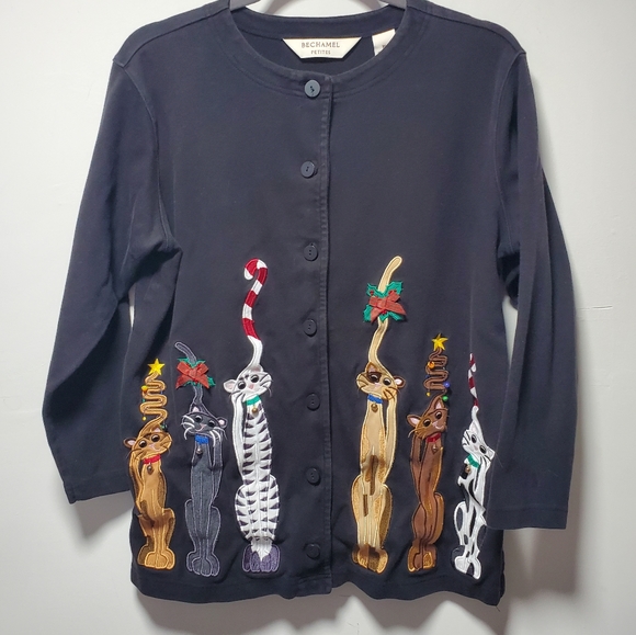 Bechamel Cats Christmas Cardigan Size 